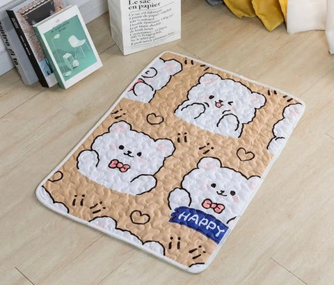 dog mat slip resistant white bear