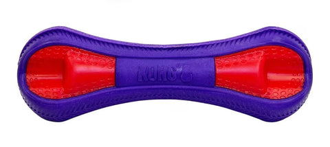 KONG Duets Duos Bouncy Dual Color Squeaky Toy fot Dogs (Bone, Small)