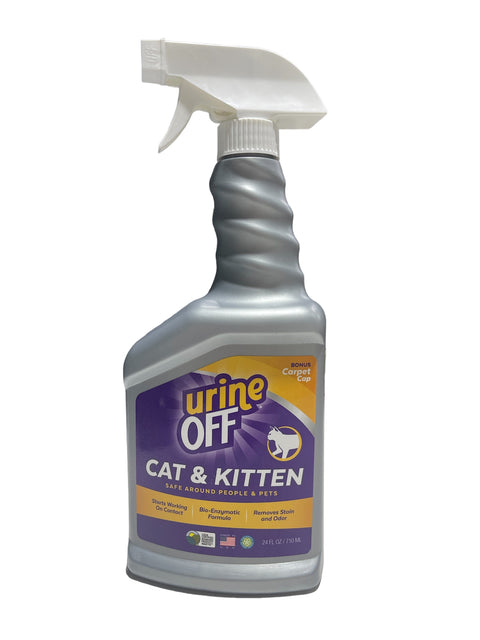 Kitten & Cat Odor & Stain Remover | Fresh Scent Carpet Cleaner Spray | Bio Enzymatic Stain & Urine Odor Eliminator | Pet Safe Cleaner 24 fl oz