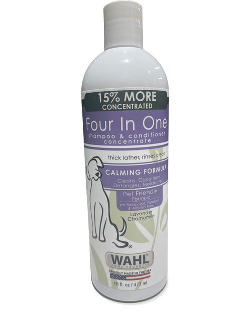 Wahl USA 4-in-1 Calming Pet Shampoo for Dogs – Cleans, Conditions, Detangles, & Moisturizes with Lavender Chamomile - Pet Friendly Formula 16 flo Oz - Model