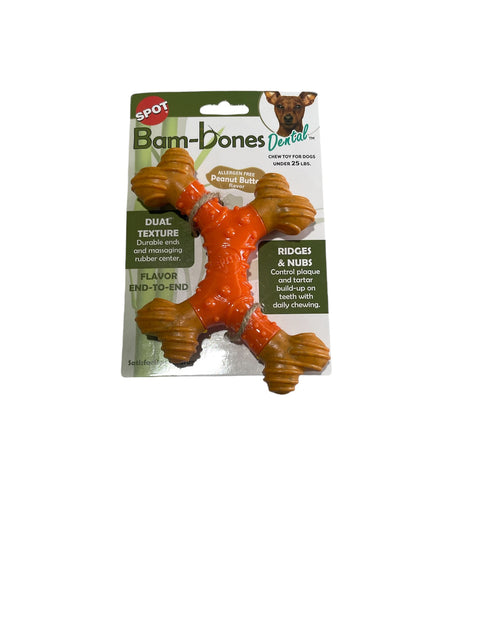 bam bones dental chew toy for dogs under 25 lbs peanut butter flavor allergen free