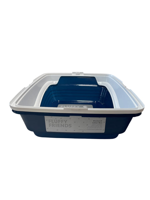 cat litter box navy blue and white