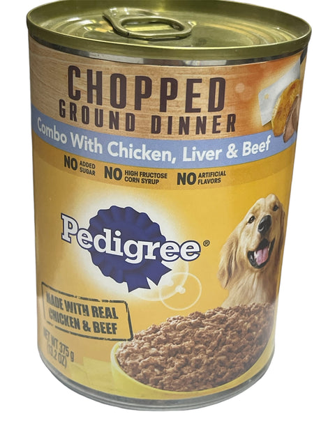 pedigree chopped ground dinner with chicken , liver and beef 13.2 oz