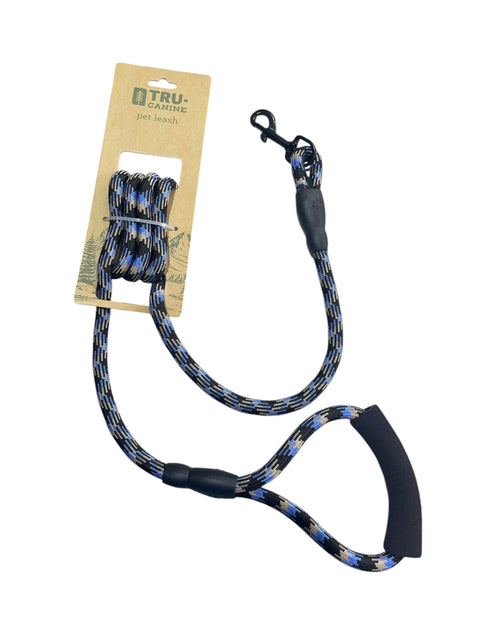 tru canine 6 feet long leash blue and black color