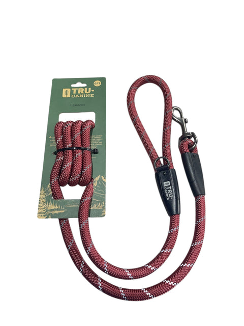 tru canine leash 6 feet burgundy