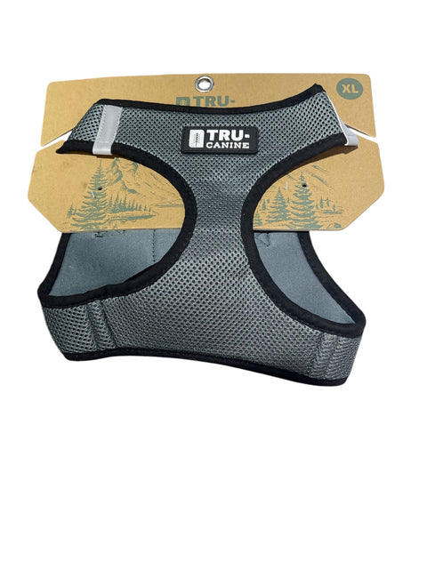 tru canine mesh harness gray and black