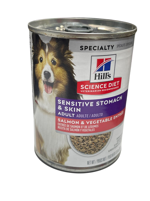 Hill's Science Diet Sensitive Stomach & Skin,  adult Stomach & Skin Sensitivity Support, Wet Dog Food, Salmon & Vegetables Loaf, 12.8 oz Can