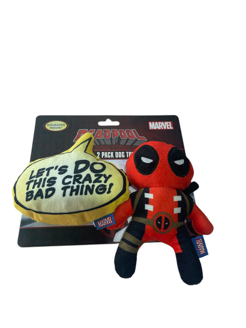 deadpool marvel 2 pack dog toy squeakers