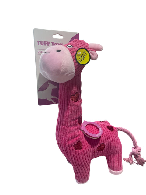 dog toy tuff toy giraffe pink 14 inches tall