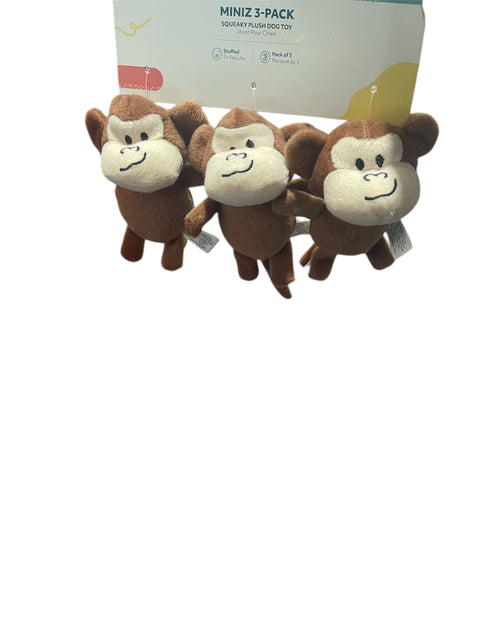 zippy paws mini 3 pack plush squeak toys monkeys !