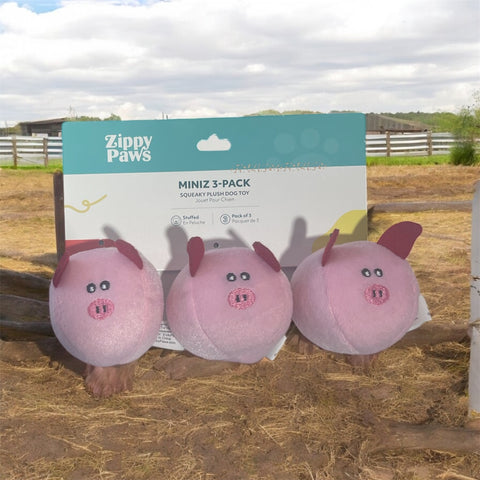 zippy paws 3 pack pink pigs