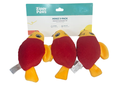 zippy paws mini 3 pack red fish