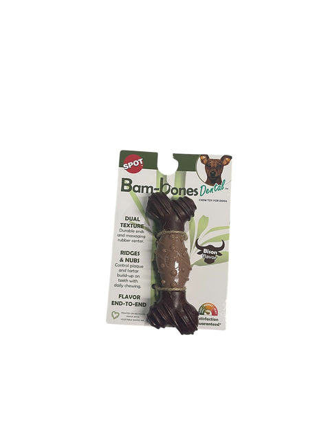 bam bones dental chew toy bison flavor for small to med dogs