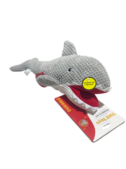 tuff toys durable dog toy 13 in long gray shark