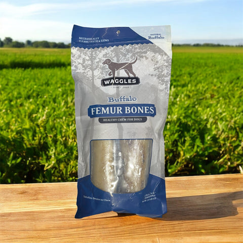 waggles buffalo femur bone 2 pack 6” 7 oz