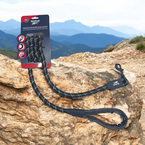 reebok 6 feet reflective rope leash black-green