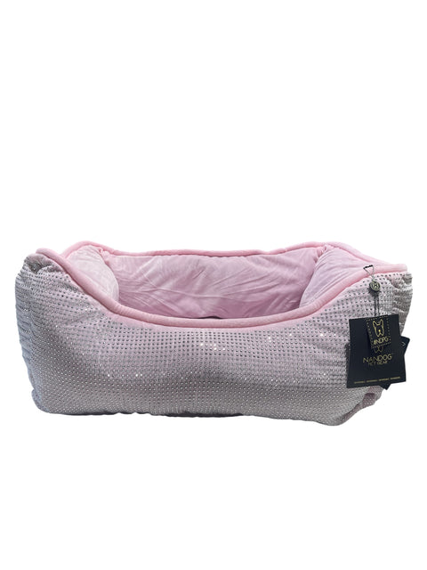 nandog dog bed pink reversible with sparkles 20-22 in