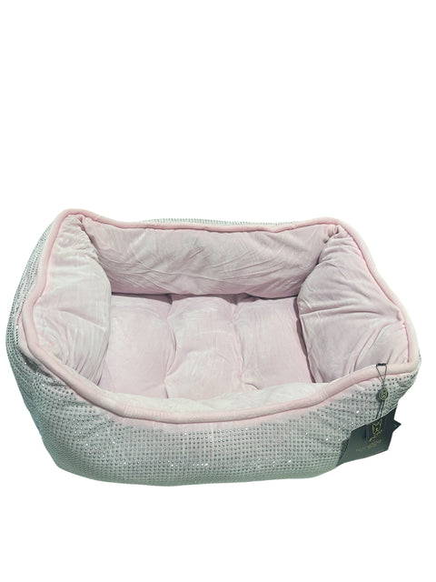 nandog dog bed pink reversible with sparkles 20-22 in