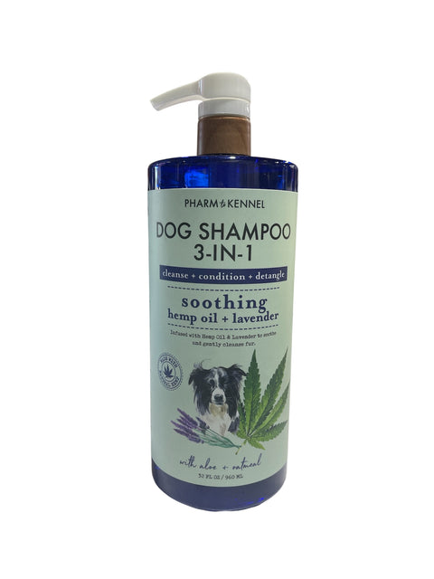 pharm n kennel dog shampoo 3 in 1 soothing hemp oil and lavander