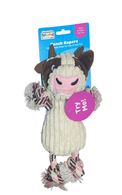 outward hound plush and rope tug toy