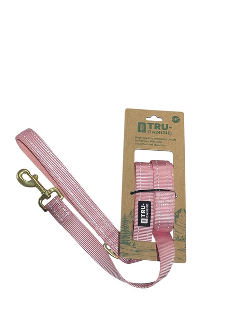 tru canine 6 feet webbing leash light pink