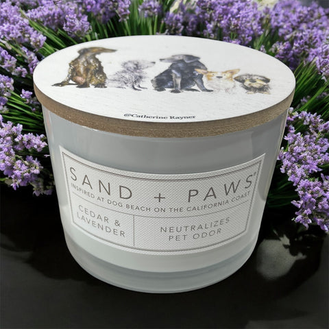 sand and paws candle cedar and lavander neutralizes pet odor