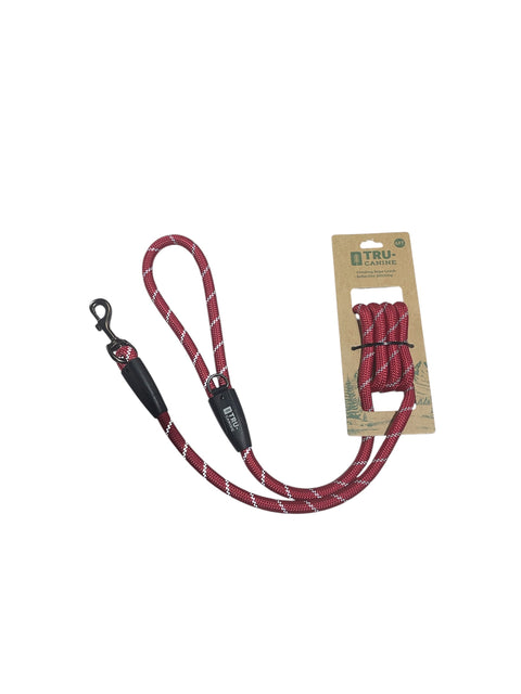 tru canine climbing rope leash 6 feet reflective stitching red -gray