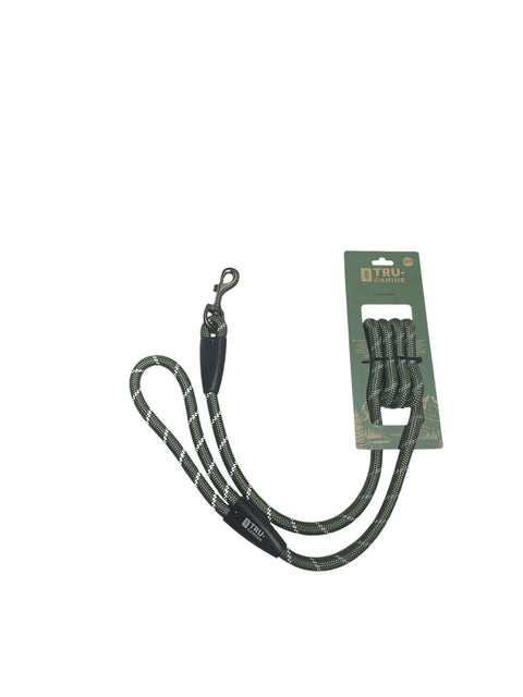 tru canine climbing rope leash reflective stitching 6 feet green - gray