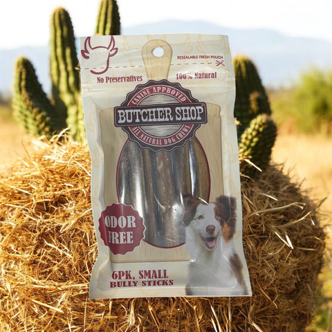 butcher shop all natural bully sticks 6 pack 4.5 in