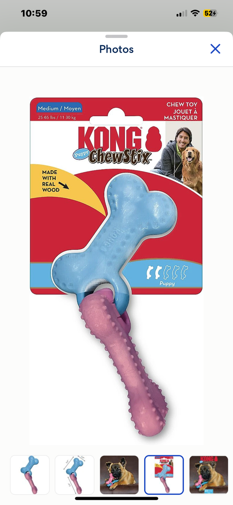 KONG ChewStix Puppy Linked Bones, Pink/Blue, Medium