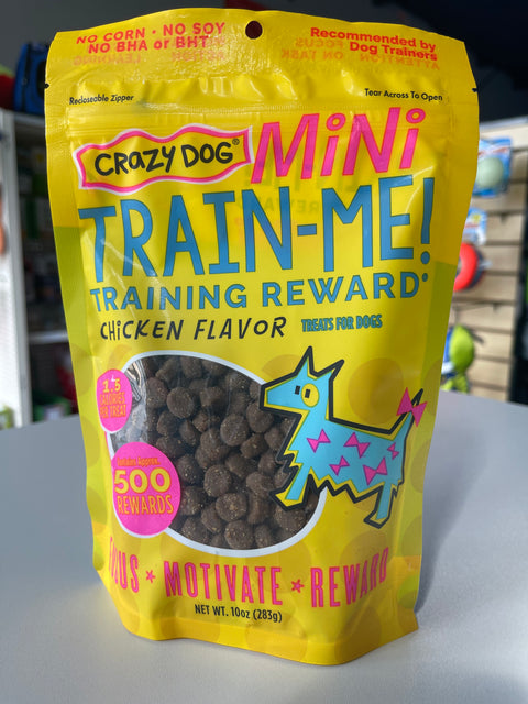 Crazy Dog Mini Train-Me! Training Treats 10 oz. Pouch,chicken  Flavor, with 500 Treats per Bag, Recommended by Dog Trainers