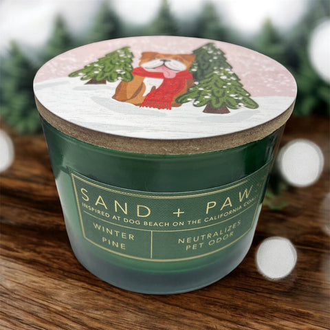 sand and paws candle winter  pine