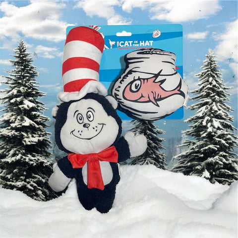 the cat in the hat dog toy 2 pack with a squeaker
