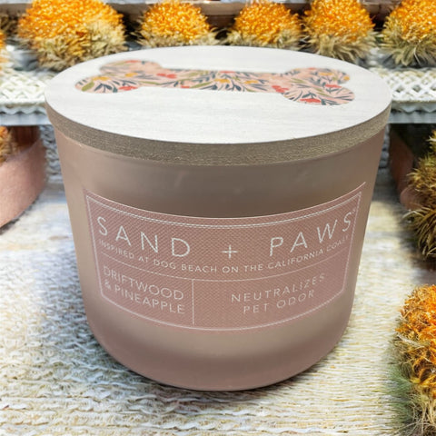 sand and paws candle driftwood and pineapple