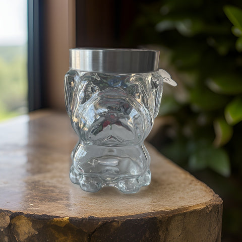 dog glass cookie container 6x6