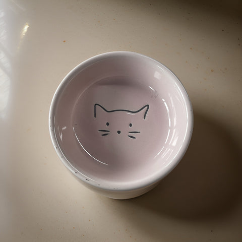 cat bowl food or water color pink 3x4.4 ceramic