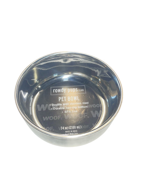 rowdy pups pet bowl 74oz hand wash only
