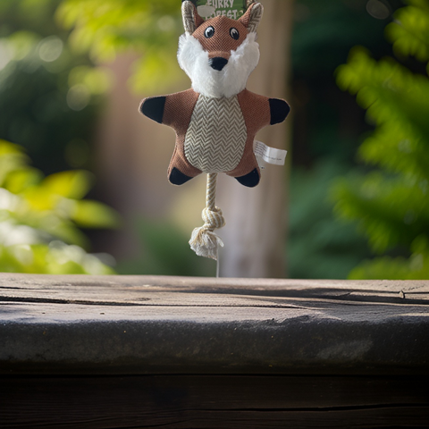 furry forest pet toy fox squeakers