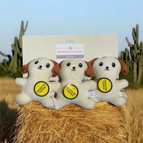 barker and jane 3 pack dog toy puppies squeaker