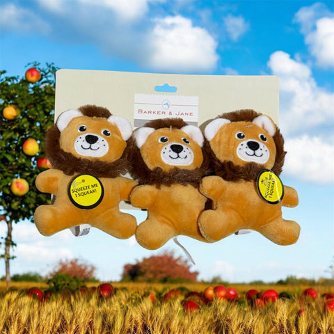 barker and jane dog toy 3 pack lions