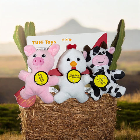 tuff toys 3 pack farm animals squeakers