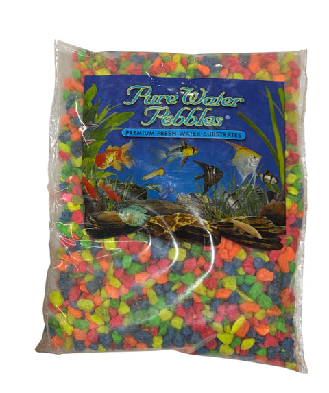 pure water pebbles  neon rainbow 2 lbs