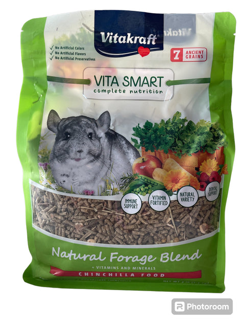 Vitakraft Vita Smart Chinchilla Food - Vitamin-Fortified Complete Nutrition - Natural Forage Blend - Timothy Hay Pellets for Chinchillas3 lbs