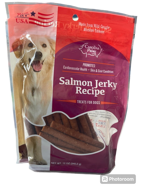 carolina prime salmon jerky treats made with wild cought 12 oz