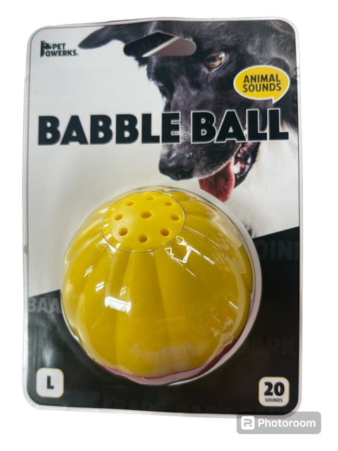 Pet Qwerks Animal Sounds Babble Ball - Interactive Chew Dog Toy - Large