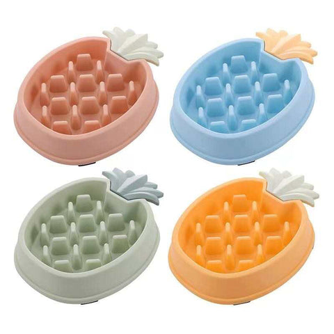 Anti-Gulping Slow Feeder Dog Bowl- Pineapple