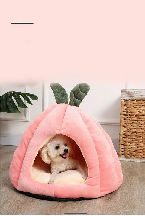 Cat and Small Dog Pumpkin Bed Pink