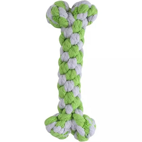 Bone Shaped Cotton Rope Chew Toy Medium - Green & White