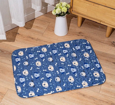 Cooling Blanket Crate Sleeping Bed- Blue Dog/Bone